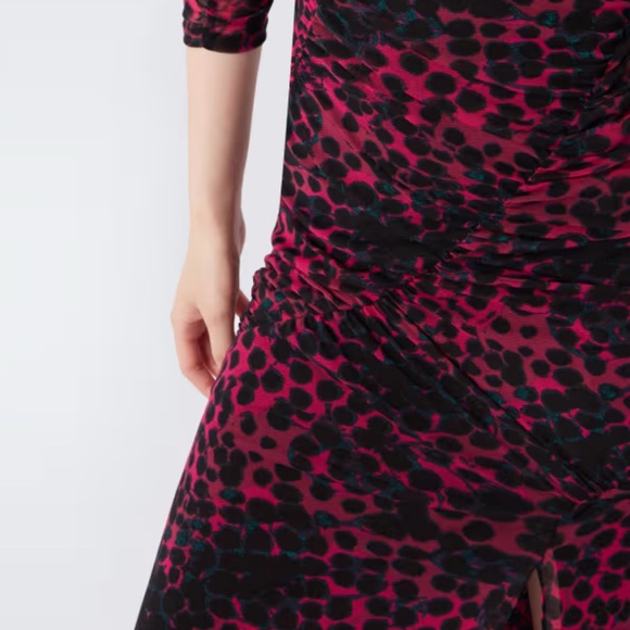 DVF Brielle Ruched Mesh Midi Dress - Picture 8 of 9